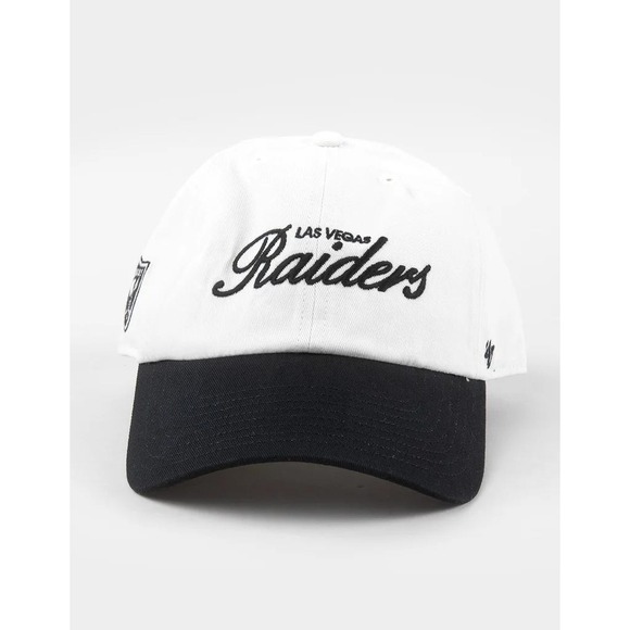 '47 Other - 47 Brand Las Vegas Raiders Hat White Black Adjustable Script Clean Up Cap NFL